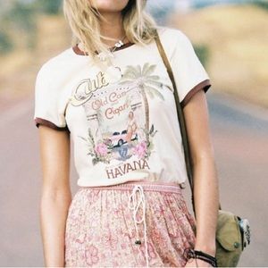 Cuba Havana Graphic Ringer Tee NEW!